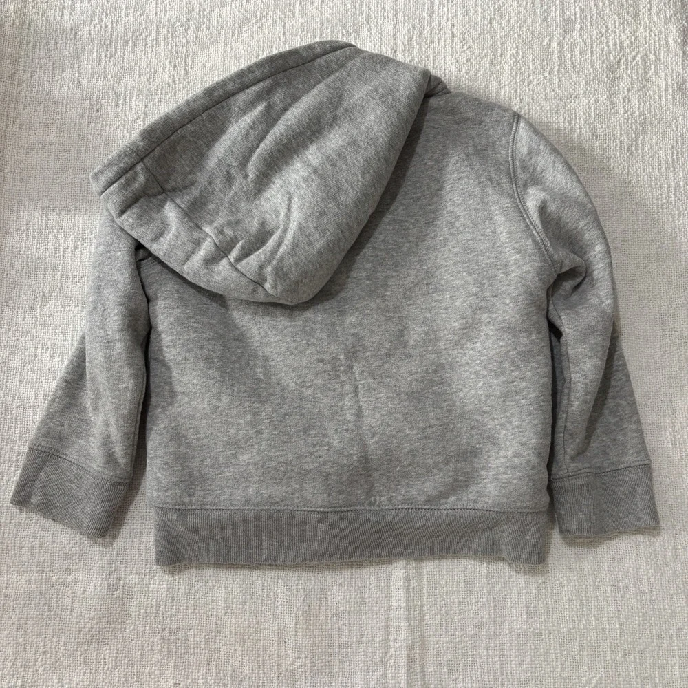 Baby Gap zip up Fleece Hoodie Jacket Gray 5 Years Buffalo Plaid Warm EUC